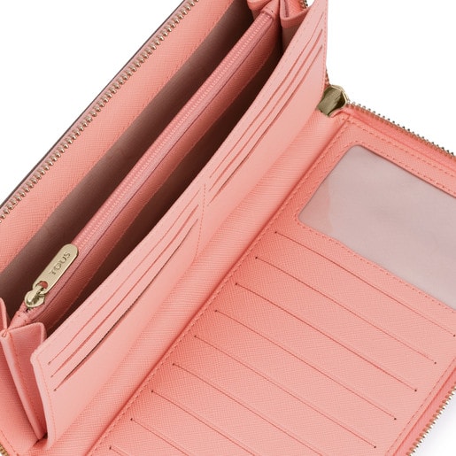 محفظة Carlata كبيرة الحجم باللون الفضي واللون الوردي
