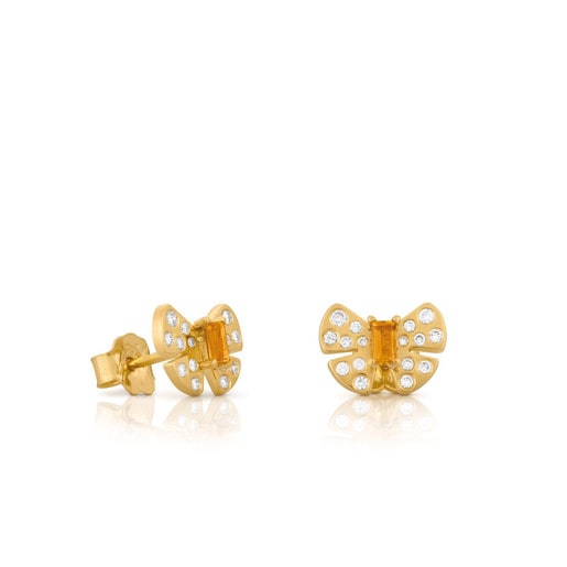 Gold Noa Earrings with Diamond and Citrine