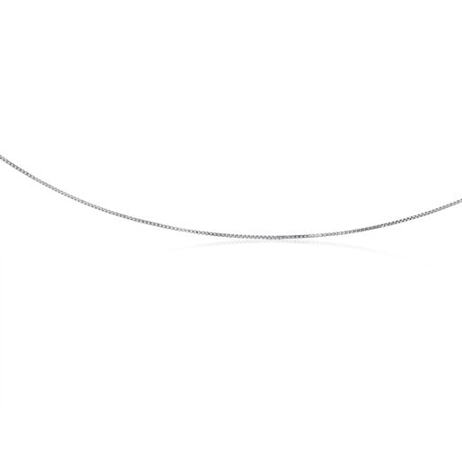 Enge Halskette TOUS Chain aus Weißgold, 45 cm lang mit feiner Kordel.