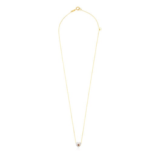 Gold Super Power Necklace with Chalcedony and Mother-of-pearl