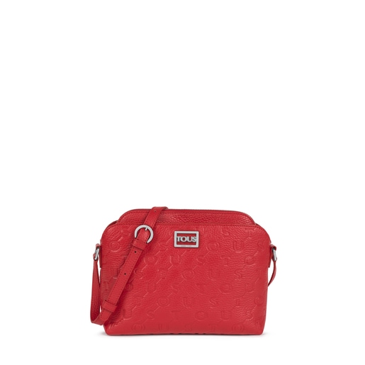Red Leather T Script Crossbody bag