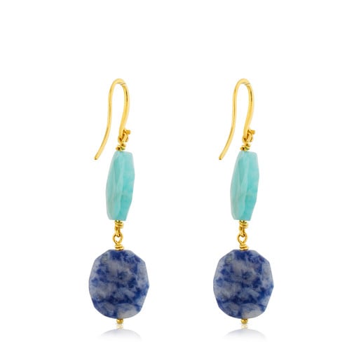 Vermeil Silver Terra Earrings with Amazonite and Sodalite