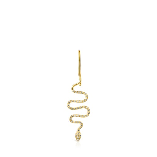Gold TOUS Good Vibes serpent 1/2 Earring with Diamonds | TOUS