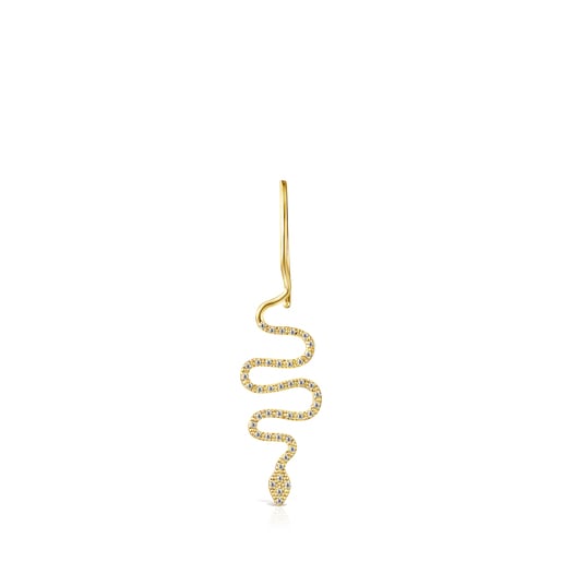 1/2 Arete TOUS Good Vibes serpiente de oro y diamantes