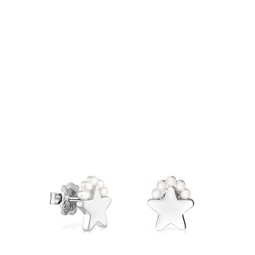 Silver Real Sisy star Earrings with Pearls