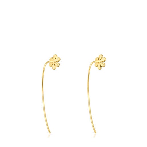 Lange Ohrringe Real Mix Bloom aus Vermeil-Gold mit Edelsteinen