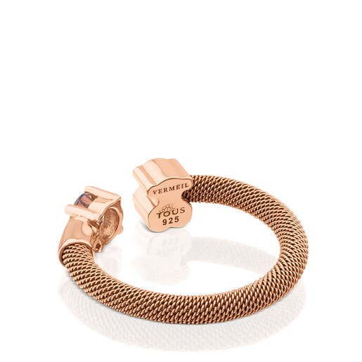 Кольцо Eklat из Стали и Серебра с розовым покрытием Vermeil и Топазом