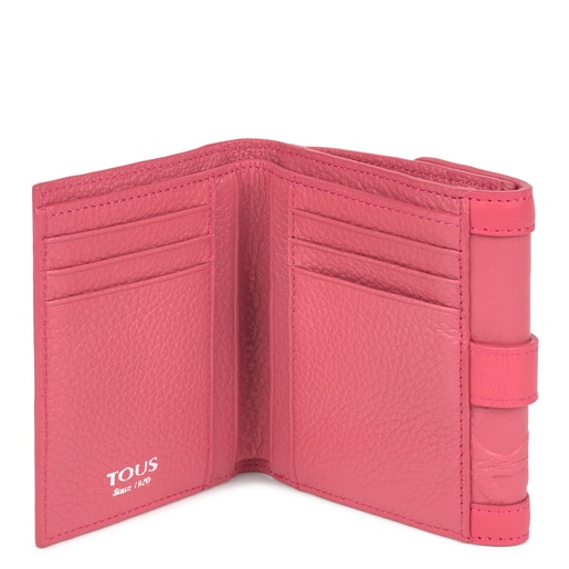 Billetera pequeña Tous Icon LOVE de piel rosa