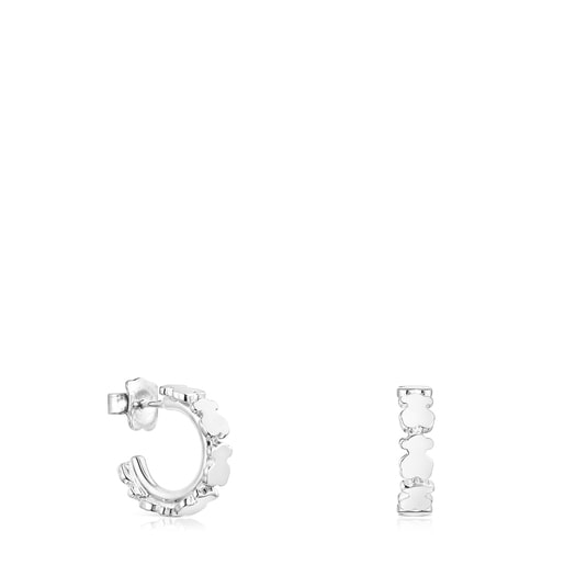 Silver Straight hoop Earrings | TOUS