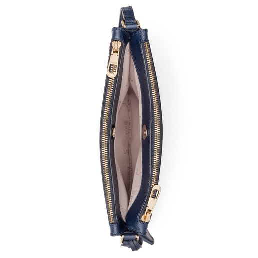 حقيبة Odalis ذات حزام يلتف حول الجسم من الجلد الأزرق الداكن