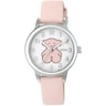 Steel New Muffin Watch with pink Leather strap
