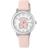 Montre New Muffin en acier avec bracelet en cuir rose