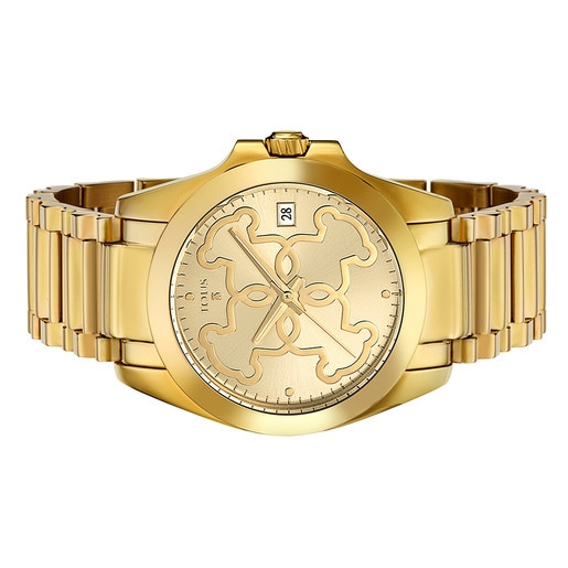 Gold IP Steel Mossaic Watch