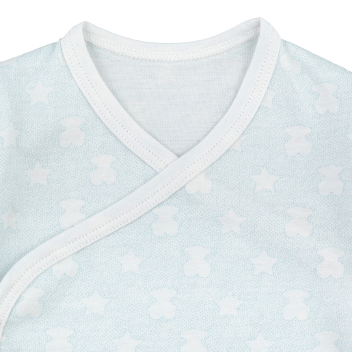 Camiseta de recién nacido Micropuntos azul celeste