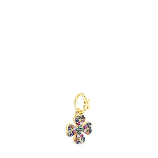 Silver Vermeil TOUS Good Vibes clover Pendant with Gemstones