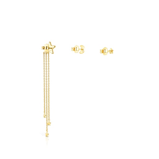 Set of Silver Vermeil Nocturne Earrings with Diamonds