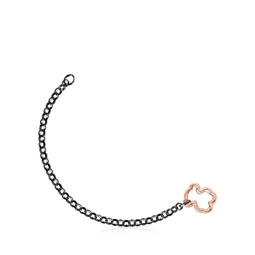 Set Pulseras de plata dark silver, con baño de oro rosa 18 kt sobre plata y cuero Hold