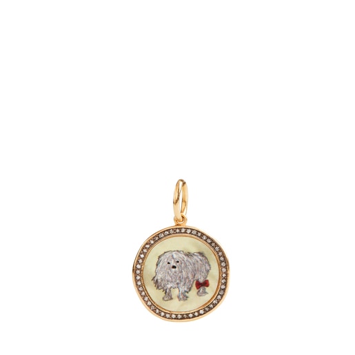 La XIII Pendant in Silver Vermeil with Diamonds, Mother-of-Pearl and Dark Silver