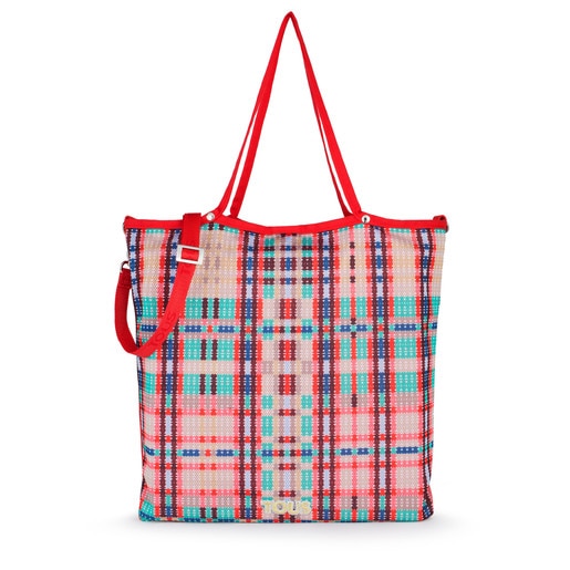 Τσάντα για Ψώνια Jodie Tartan Bears σε αποχρώσεις του κόκκινου
