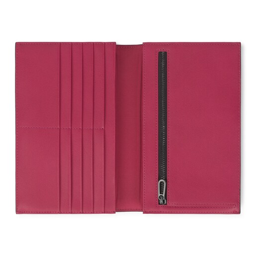 Portefeuille New Dorp moyen gris et fuchsia