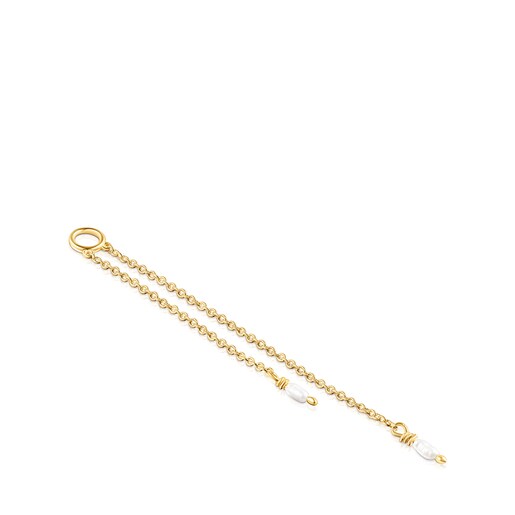 Dije Nenufar con baño de oro 18 kt sobre plata y perla