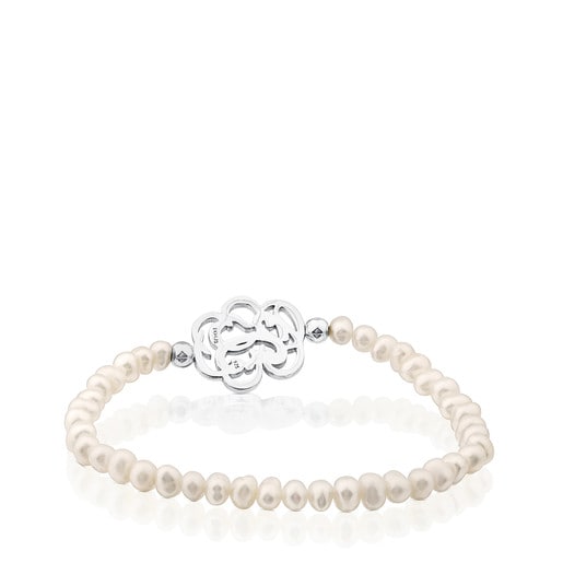 Silver with Pearl Rubric Bracelet