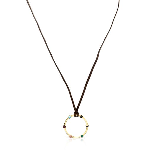 Glory Necklace in Silver Vermeil with five multicolor Gemstones motifs