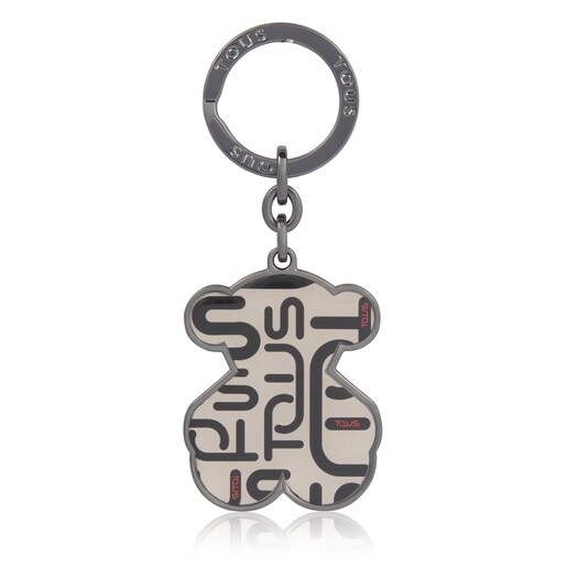 Black - White Logogram Bear Key Ring