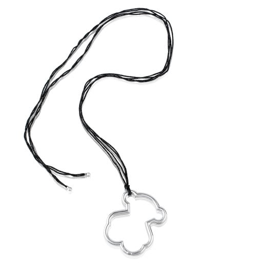 Collar Carrusel de Plata y Cordón en color negro