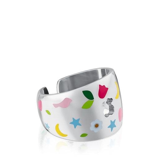 Anillo Motif Power de Acero y Esmalte