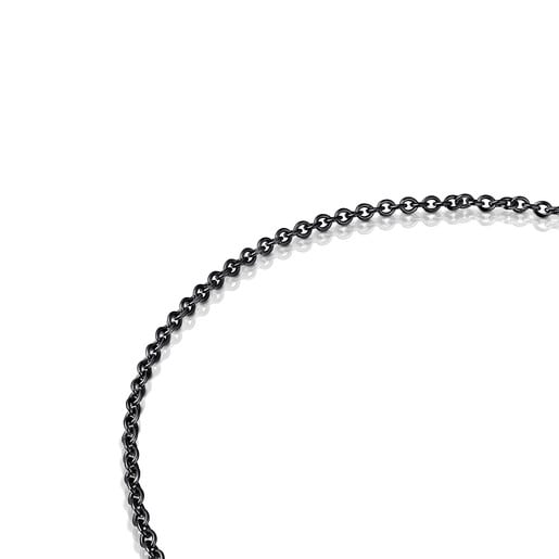 Collier ras du cou Hold en Argent dark silver avec chaîne petits anneaux, 42 cm.