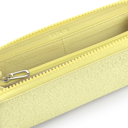 Średniej wielkości skórzany żółty portfel Sira