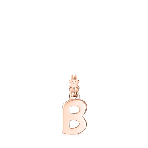 Pingente Alphabet letra B em Prata Vermeil rosa