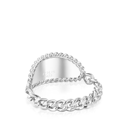 Silver TOUS Minne Ring with oval medallion