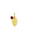 Gold TOUS Color small Pendant with lemon Quartz and Ruby