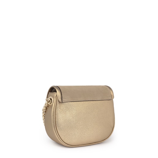 T Hold Chain gold-colored leather crossbody bag