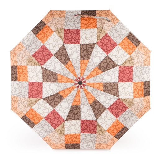 Paraguas plegable Kaos Cuadrados en color naranja-marrón
