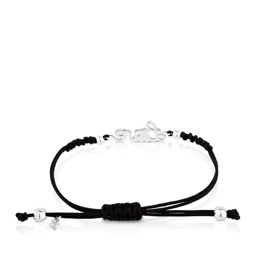Pulsera San Valentín de Plata y Cordón en color negro