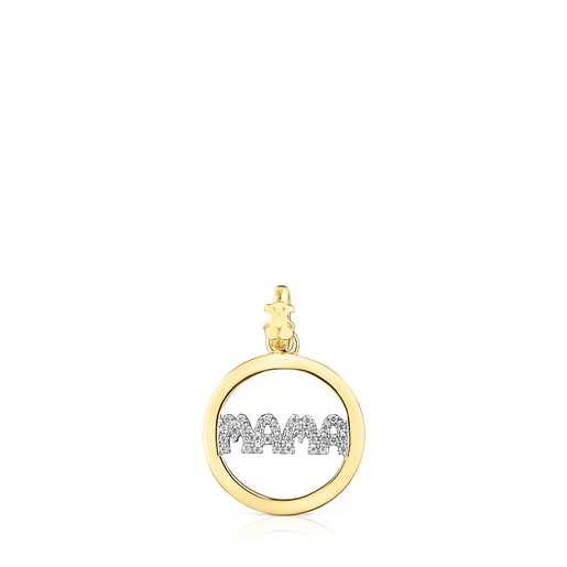 Gold TOUS Mama Pendant with Diamonds