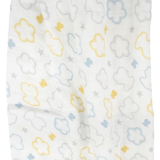 Muslin Blanket with Bears & Flowers in one colour