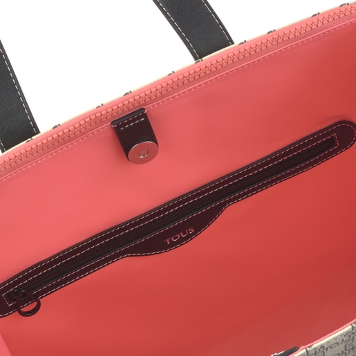 حقيبة تسوق Amaya Logogram كبيرة باللون البيج