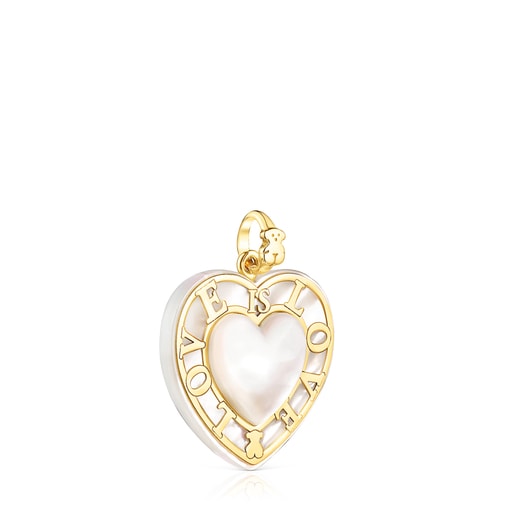 Gold Valentine's Day heart Pendant with Mother-of-pearl