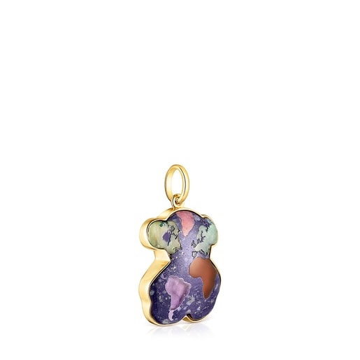 Silver Vermeil TOUS Good Vibes bear Pendant with Gemstones