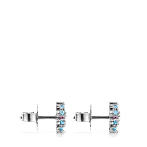 Titanium Real Sisy Earrings with Topaz and Ruby