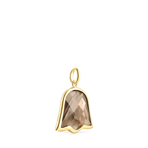 Silver Vermeil and smokey Quartz Sweet Dolls Color Pendant