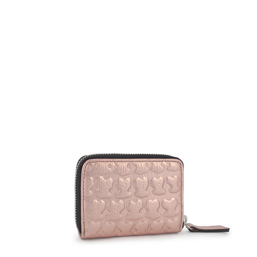 Monedero mediano Sherton rosa-oro de piel