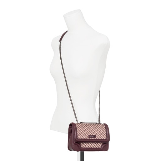 Small burgundy-silver Obraian Braided Crossbody bag