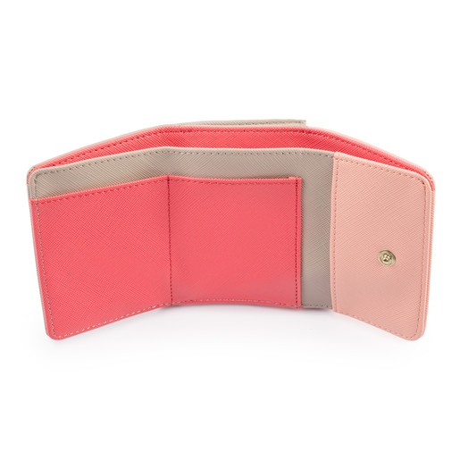 Kleines Portemonnaie mit Lasche Essence in Beige-Pink