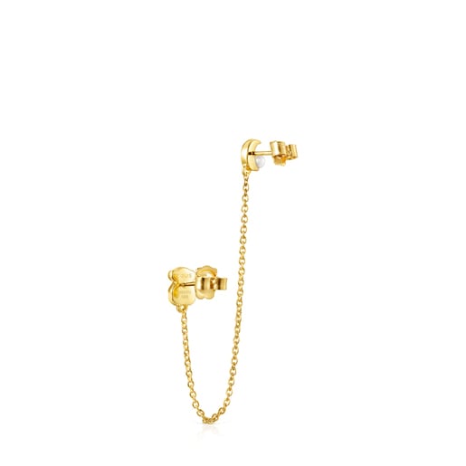 Nocturne double 1/2 Earring in Silver Vermeil with Diamonds and Pearl | TOUS