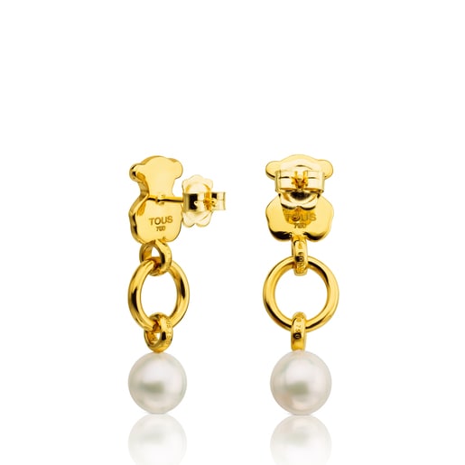 Gold Sweet Dolls Earrings with Diamond and Pearl